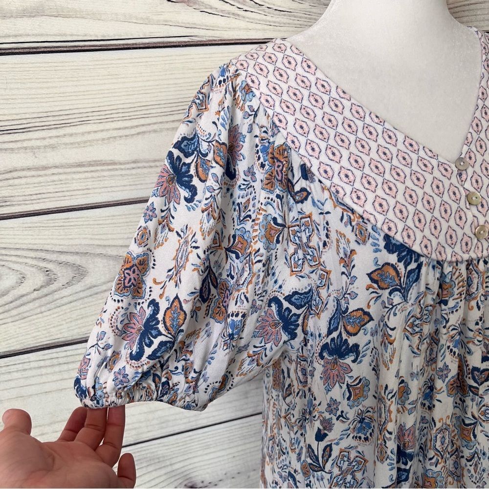 Lucky Brand White Paisley Floral Patterned Cottagecore Maxi Dress - Picture 2 of 11